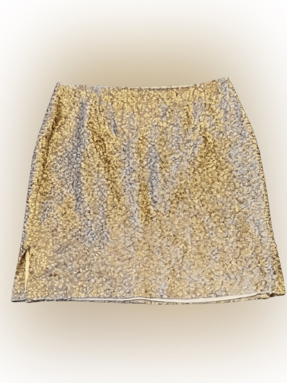 St Vincent Vintage Metal Gold Sequins 100%‎ Silk Mini Skirt Size 10